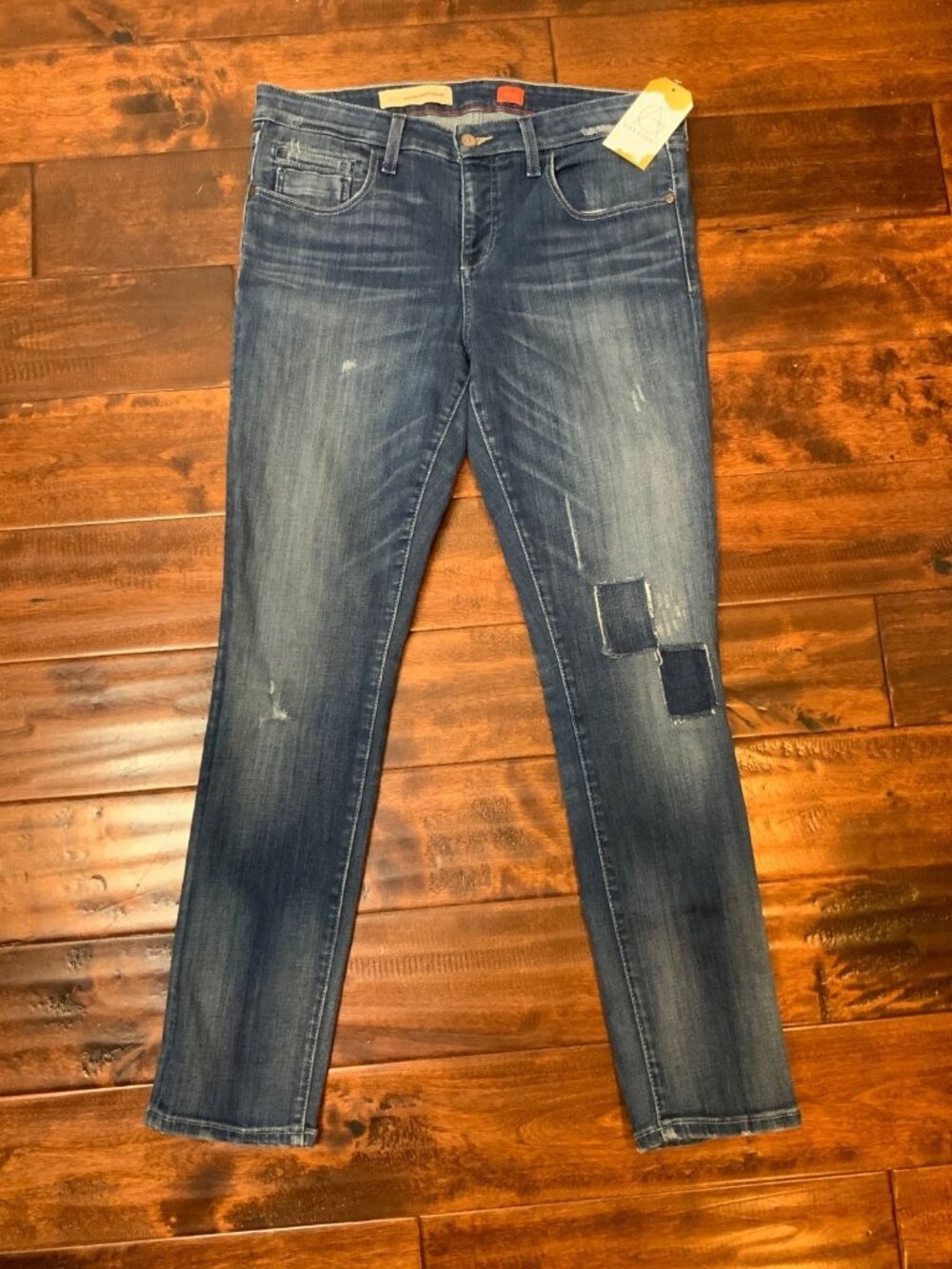 Pilcro Anthropologie Distressed Patchwork Denim Skinny Jeans, Size 31